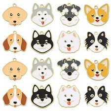 16pcs Enamel Dog Charms Assorted Alloy Enamel Pendants Cute Animals Charms DIY