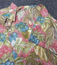 Tori Richard Hawaiian Shirt Mens Large Pink Floral Cotton Lawn Aloha Camp