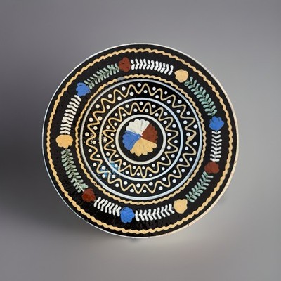 VTG Italian Nuova Deruta Pottery Wall Plate Hand Painted Folk Art Clay Majolica
