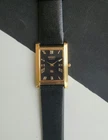 Vintage Seiko Slim Tank Quartz Men Black Dial Dress Watch-Free DDP Shipping