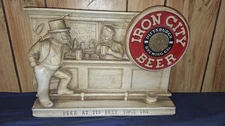 1949 Iron City Beer Pittsburgh Brewing Chalkware Chalk Advertising Bar Sign