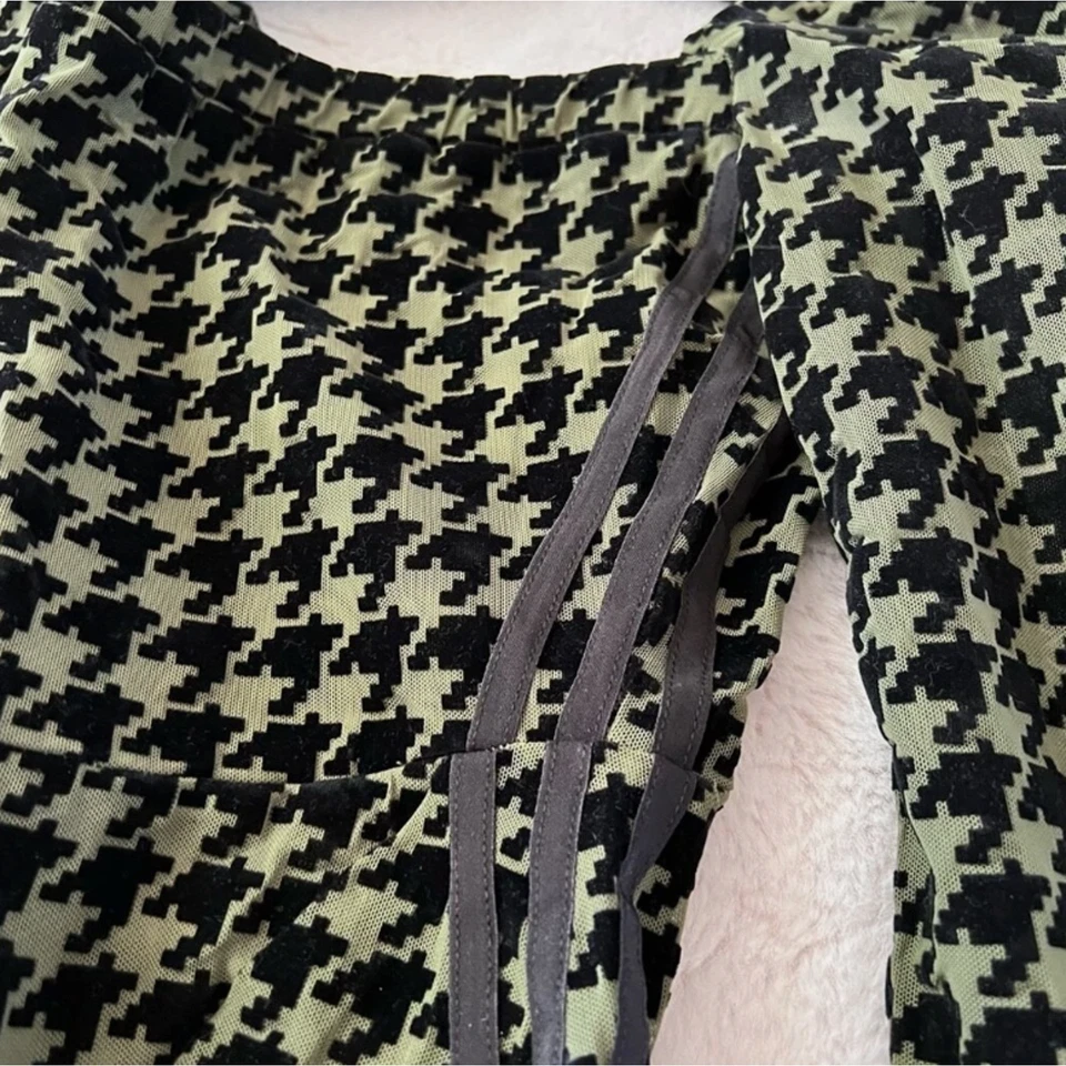 NWT Adidas x Ivy Park Jumpsuit Womens Medium Green Houndstooth Beyonce Catsuit - Image 3 of 4