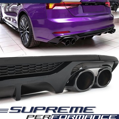 Heckdiffusor + Auspuffblenden Schwaz für AUDI A5 F5 S Line 17-20 vor-facelift