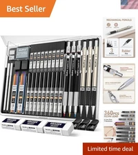 35PCS Professional Mechanical Pencil Set - 6 Drafting Pencils & 20 Lead Refills