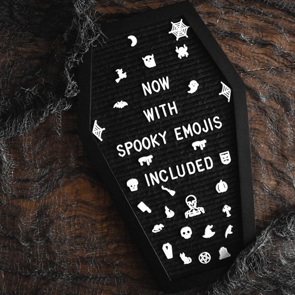 Coffin Letter Board Black +3D Bat Stickers +650 Characters, Spooky & Seasonal Em - Image 2 of 4