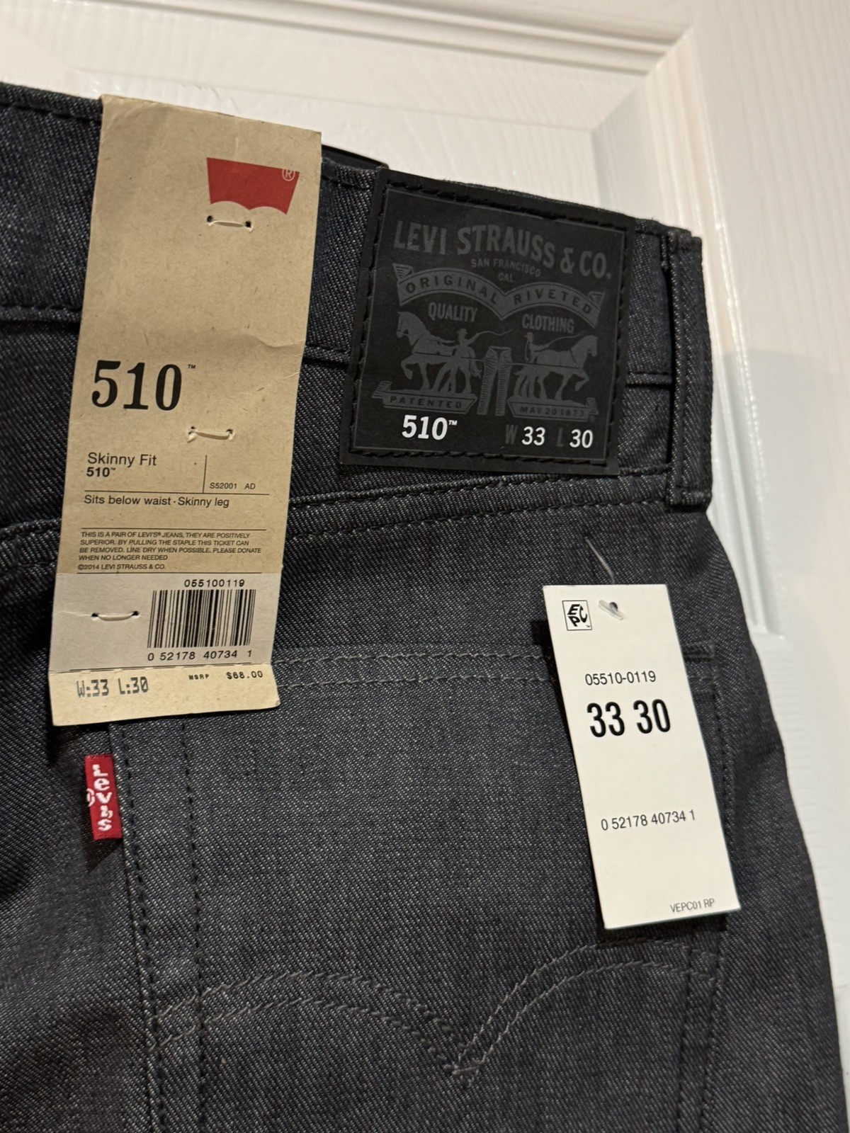 NWT Levi’s 510 Gray skinny mens jean size 33x30 thumbnail 7