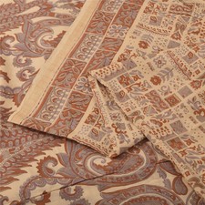 Sanskriti Vintage Sarees Peach 100 Pure Silk Printed Sari 5 Yd Craft Fabric
