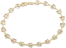 18K GOLD FILLED MULTICOLOR BUTTERFLY ANKLET 10" LONG  FOR GOOD LUCK - ANK1187
