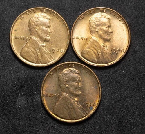 1940  P/D/S set   Lincoln Wheat Cent -  Imperfect but only 99¢     WOW