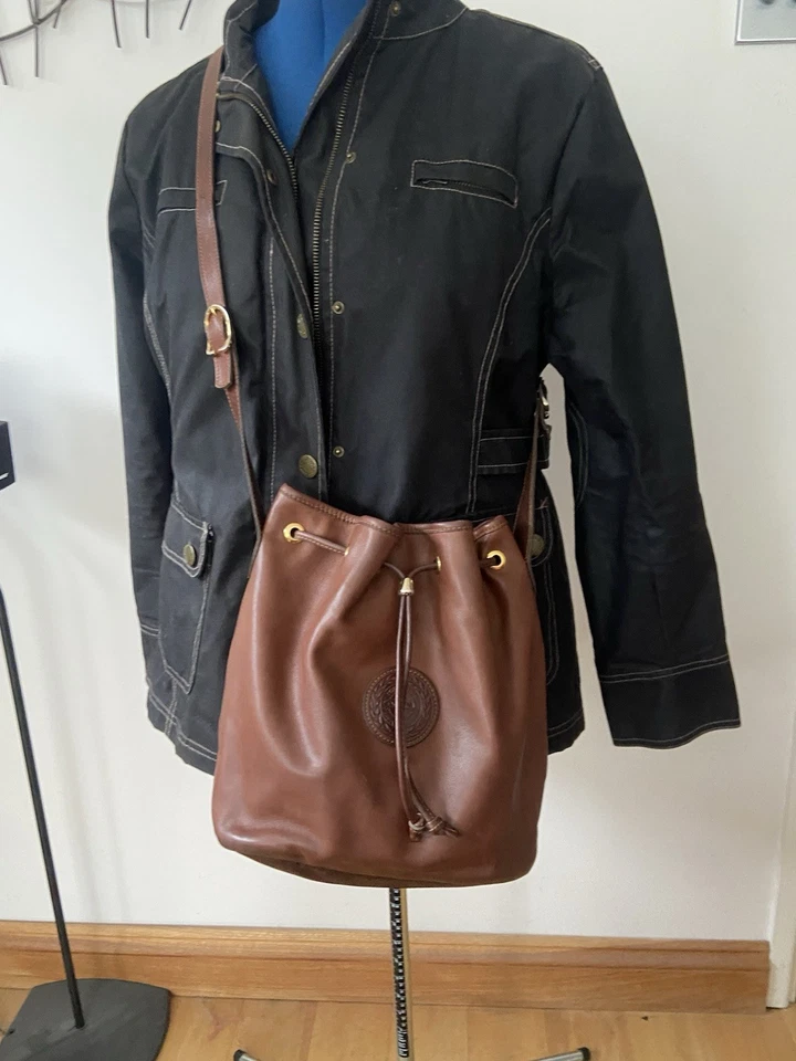 Longchamp Soft Mid Brown Drawstring Bucket Bag. - Image 3 of 4