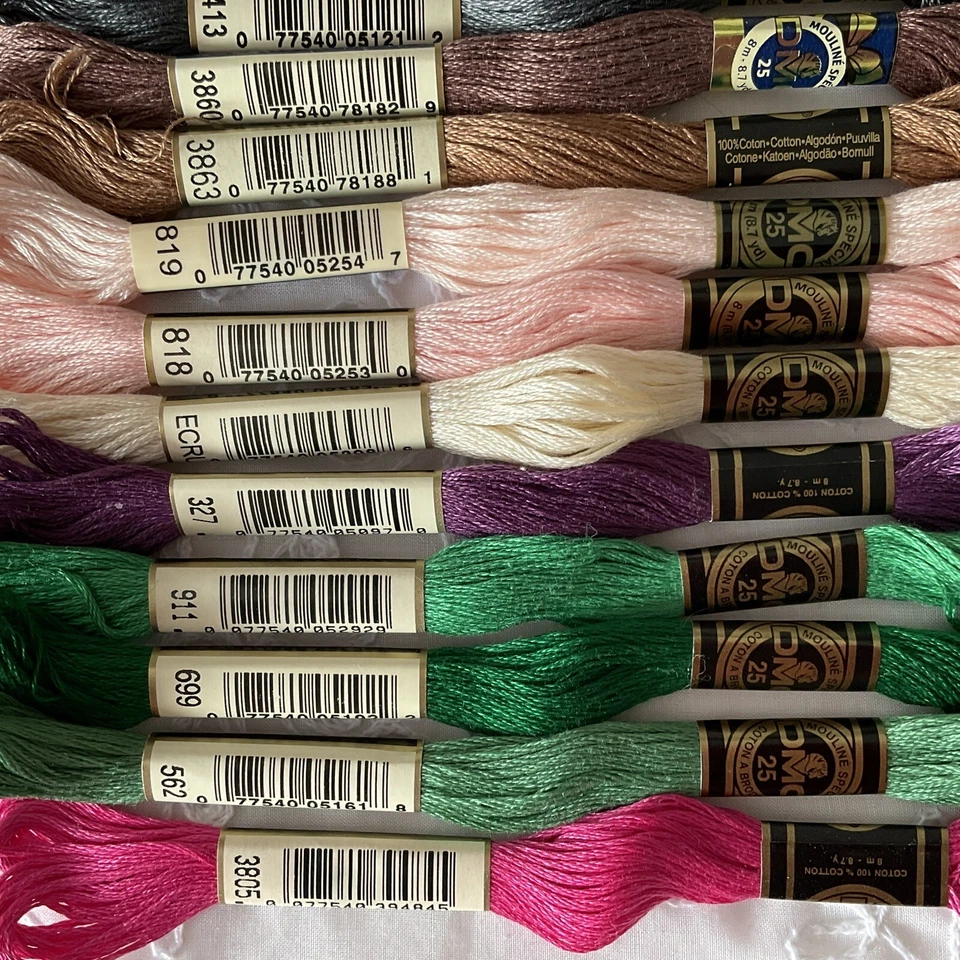 DMC 25 Mouline Special 8M Embroidery Thread Lot of 22 Assorted Color White Label - Image 4 of 4