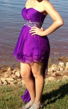 Alyce Women's sz 4 Purple High Low Hilo Prom Dress B'Dazzle Homecoming Cocktail