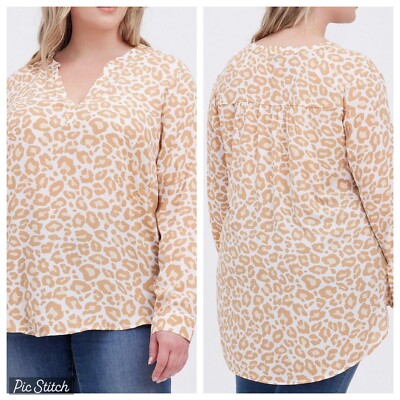 NWT Torrid 3 Georgette Hi Low Pullover Leopard Long Sleeve Top Plus Sze 3X 22 24