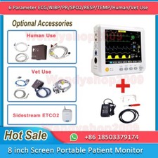 ECG/NIBP/PR/SPO2/RESP/TEMP 8 " screen portable 6-parameter vital signs monitor