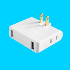 Heavy-Duty Displaceable Durable 2 Plug Outlet Extender Splitter with 2 USB Ports