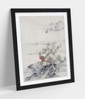 KANO MOTONOBU, FLOWERS AND BIRDS IN SPRING -FRAMED WALL ART POSTER PRINT 4 SIZES