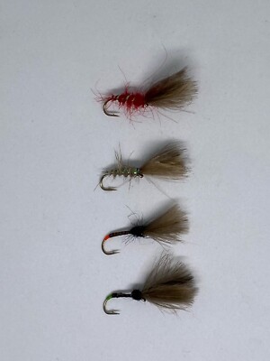3x CDC Dry Fly Cull Dries, Seals Fur Quill Dry Fly, Shuttle cock trout  dries UK