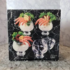 TOSCANY COLLECTION NEVADA SET OF 4 SHRIMP COCKTAIL DISHES WITH ICE / LINERS
