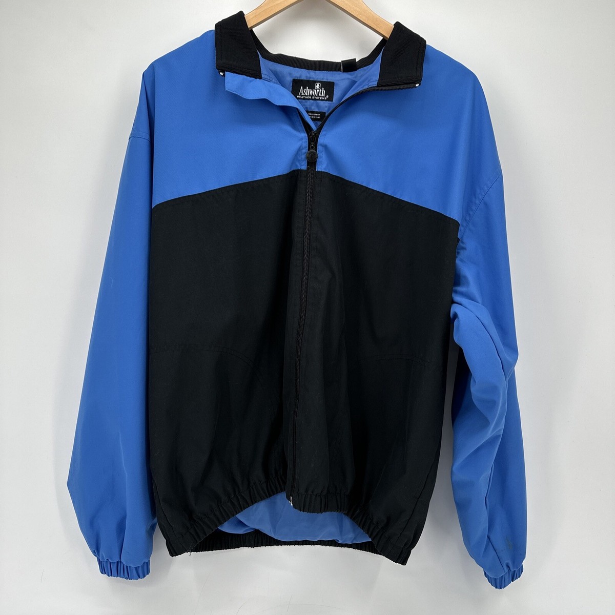 Ashworth Weather System Men's Jacket Blue Black Full Zip Ashworth Weather System Men's Jacket Blue Black Full Zip