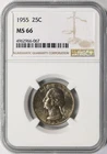 1955 25c Washington Quarter NGC MS66