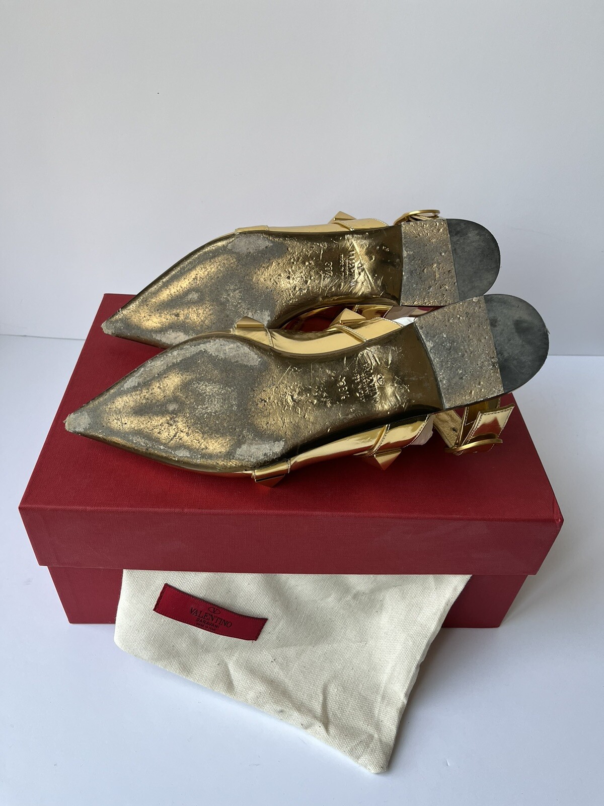 Authentic Valentino Rockstud Gladiator flats 38.5 - image 5