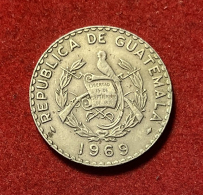 Guatemala 25 Centavos 1969 Copper-Nickel Coin KM#269 T6392b