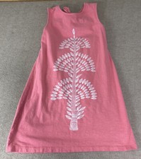 Girl's Tea Mithila Tree Graphic Dress Sz 8 A-Line Pink Sleeveless Open Back