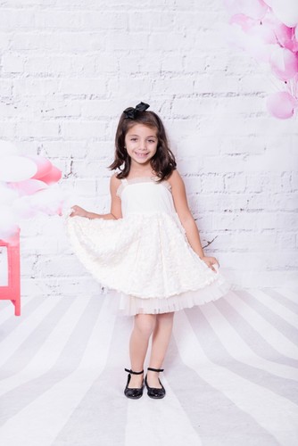 Girls 3D flower dress milk white color birthday party dress Thick fabric - Picture 10 of 15
