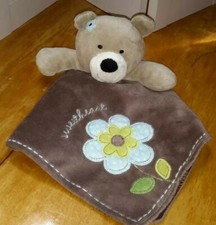 CARTERS brown SWEETHEART TEDDY BEAR W/ RATTLE SECURITY BLANKET LOVEY baby plush