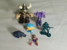 6 Mini Figures Tech Deck Dudes Gogos Crazy Bones Transformers Army Guy