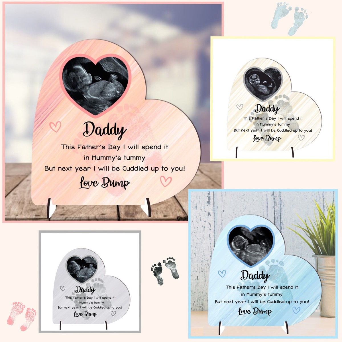 Custom Baby Scan Heart Photo Plaque Father'sDay Gift Personalised