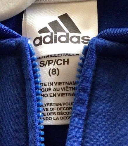 Kids Adidas Royal Blue / White Full Zip Track Jacket Size S/8 - Picture 3 of 3