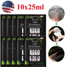 10x25ml DEXE Black Hair Shampoo Natural Instant 5-Min Hair Color Dye for Unisex