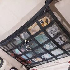 Car Ceiling Cargo Net Adjustable Double-Layer Mesh SUV Roof Organizer Bag