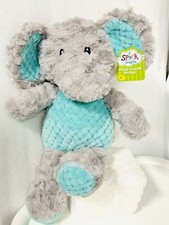 Spark Create Imagine Elephant Plush Rattle Crinkle Lovey Gray Aqua 14 NWT