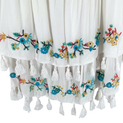 RAGA White Floral Embroidered Gauze Boho Dress Size Medium - Picture 8 of 9