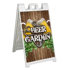 BEER GARDEN Signicade 24x36 Aframe Sidewalk Sign Banner Decal BREWERY OUTDOORS
