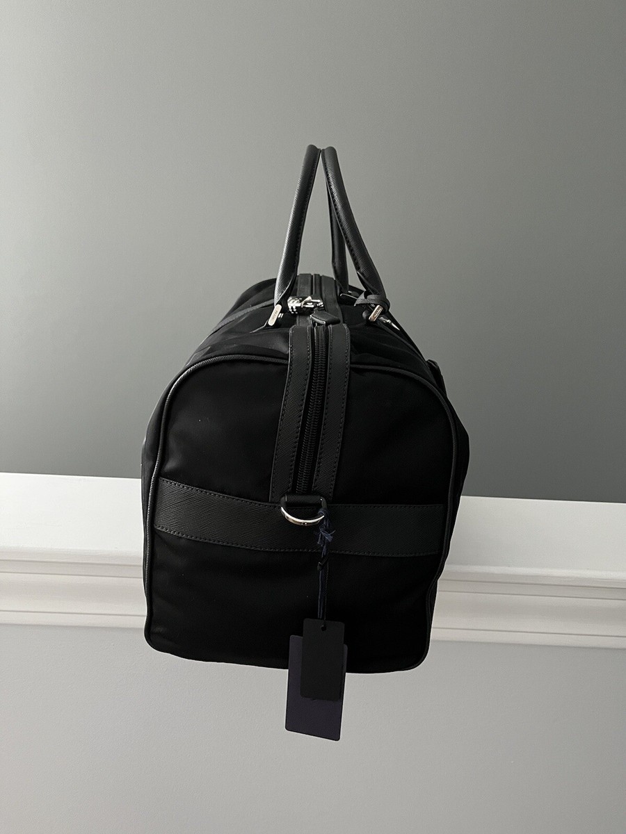 Prada Black Nylon And Saffiano Leather Duffle Bag | eBay