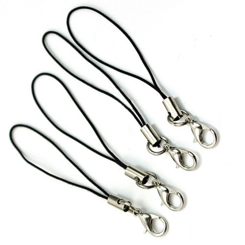 100 pièces noir sangle de téléphone portable boucle lanière fermoir homard cordon accessoires - Photo 6 sur 7