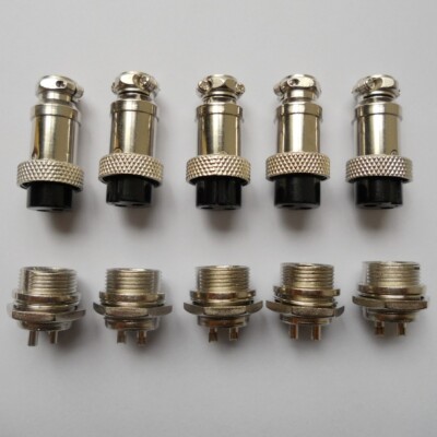 5pcs Aviation Plug Male Female Wire Panel Metal Connector 16mm 2 pin GX16-2 M61
