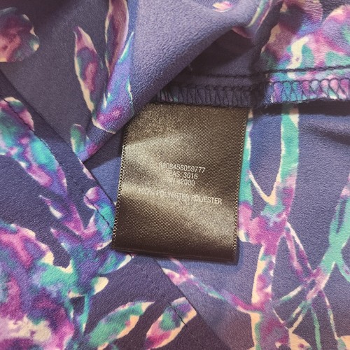 Attention Blue Purple Aqua Floral Tank Split Back Round Neck Womens Size Medium - Picture 18 of 19