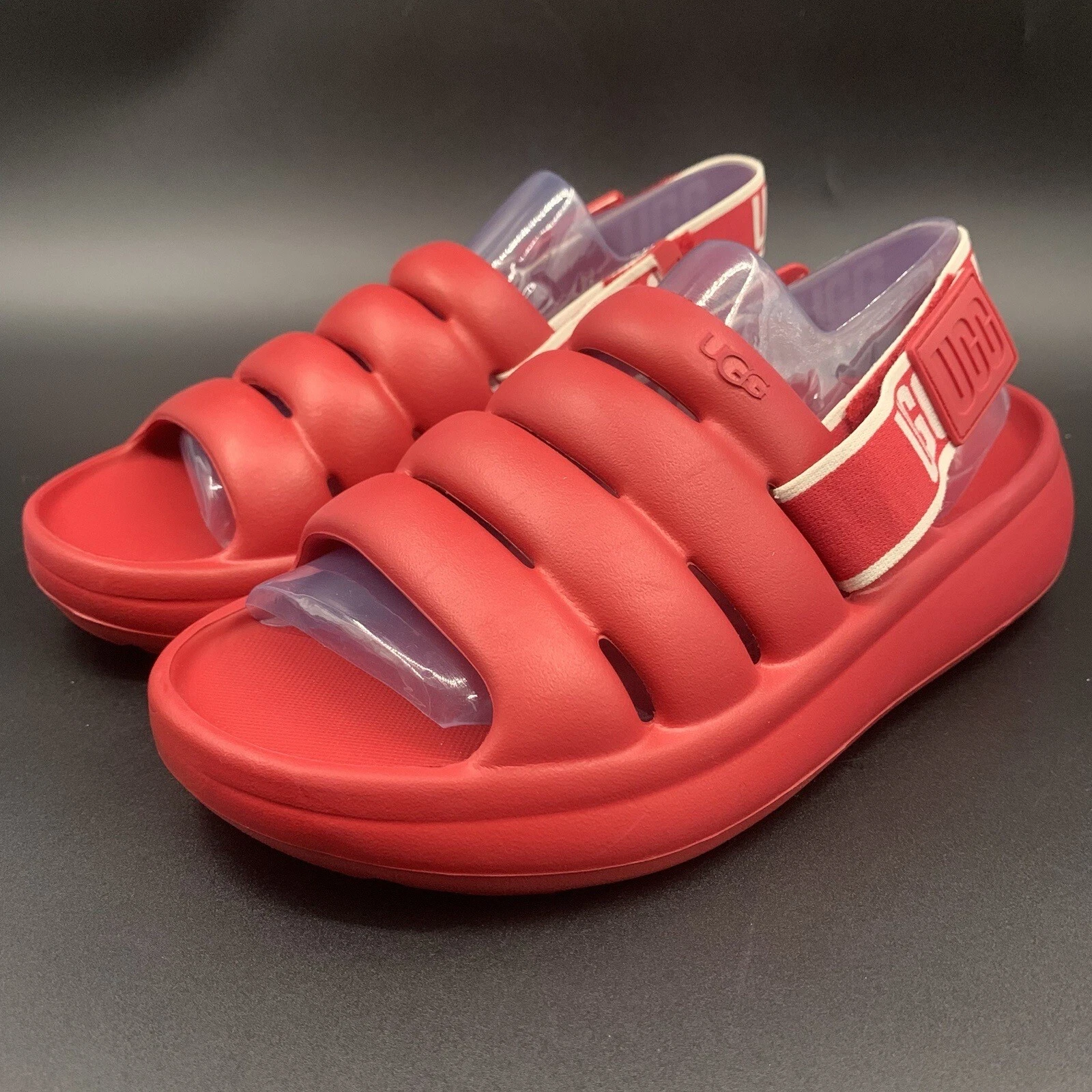 SANDALO SLINGBACK IMPERMEABILE UGG SPORT YEAH SLIDE DONNA US 8 SAMBA ROSSO