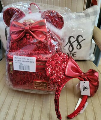 Disney Parks Loungefly Minnie Mouse Red Sequined Mini