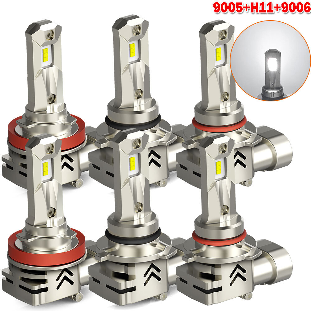 Kit Combo Faros LED Luz Alta Baja 6000K AUXITO 9005 9006 H11 Bombillas Antiniebla
