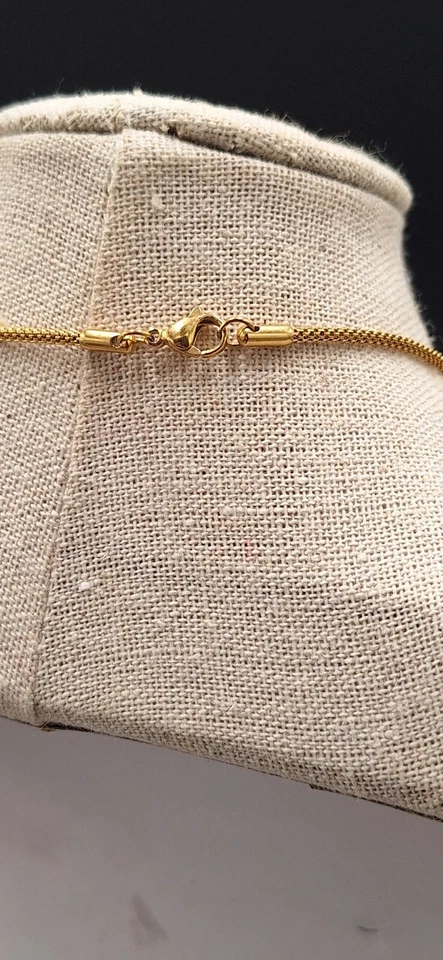 Ожерелье с крестом из полированного камня унакит зеленый и розовый - Изображение 3 из 3