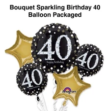 Anagram 32144 Sparkling 40th Birthday Balloon Bouquet NEW! FREE SHIPPING!