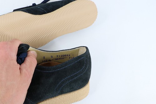NOS Vtg 90s Streetwear Womens 7B Fringed Chunky Leather Platform Shoes Navy USA - Picture 10 of 11