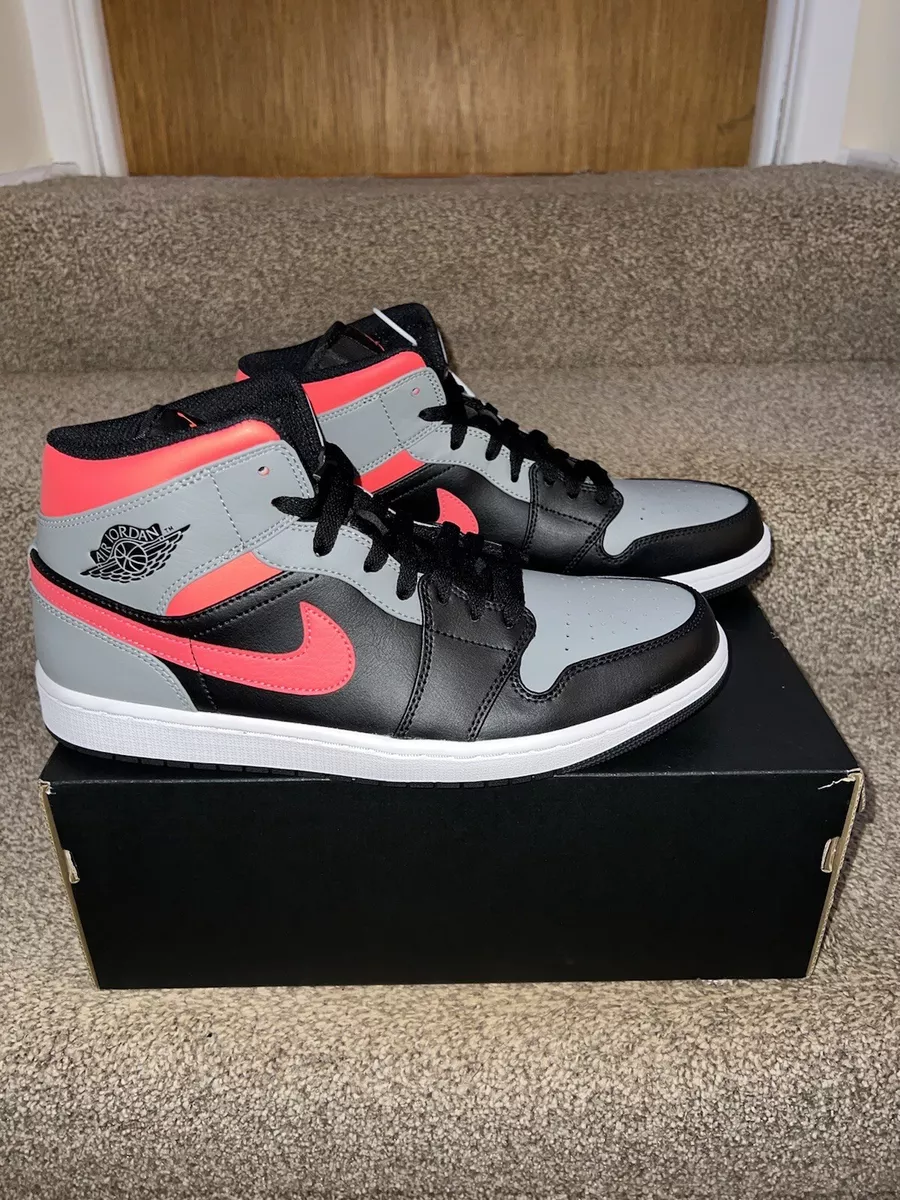 Nike Air Jordan 1 Retro Mid Shadow Grey Hot Punch Pink Black UK 5