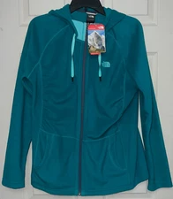 New THE NORTH FACE Women's Fleece Mezzaluna Hooded Jacket L Teal Green NWT
