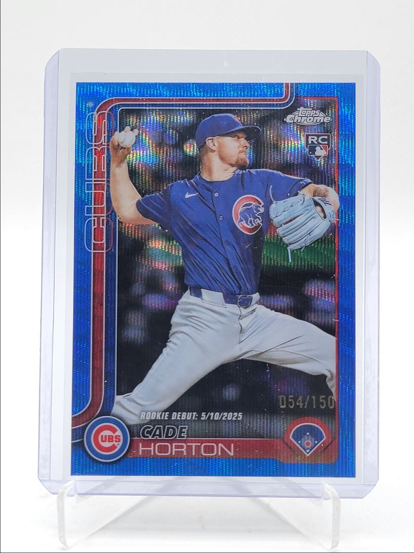 CADE HORTON 2025 TOPPS CHROME UPDATE ROOKIE DEBUT BLUE WAVE RC /150 Q4060